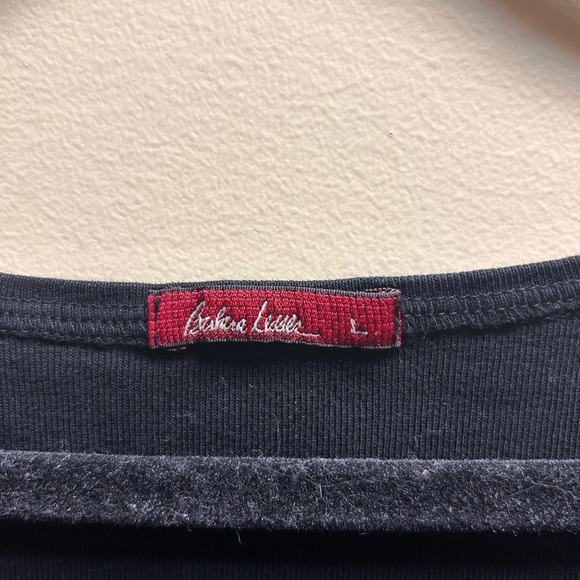 Barbara Lesser Elegant Black and Cream Striped Tank Top - Picture 3 of 5